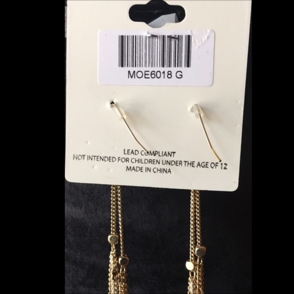 Mia Collection Hook 4" Gold Chain Fringe Earrings - Picture 4 of 5